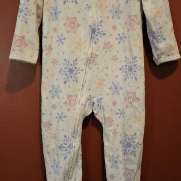 CARTERS White Snowflake Print One Piece Fleece Blanket Sleeper Pajamas Girls 4T - Picture 2 of 4